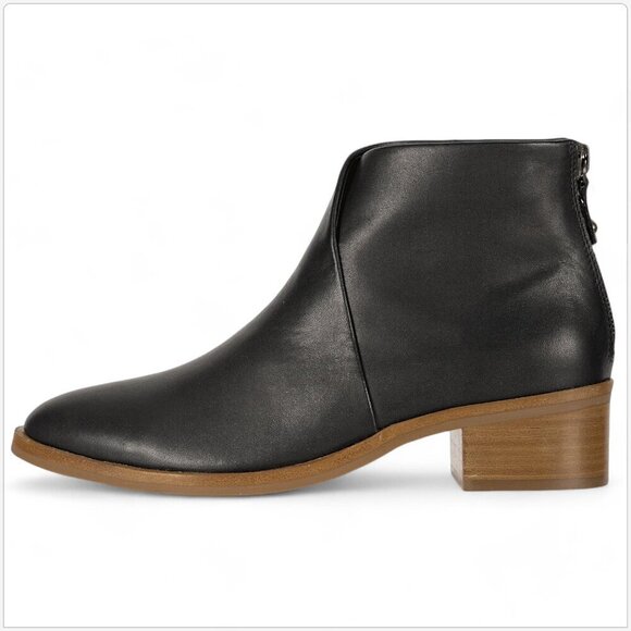 Soludos Venetian Black Leather Ankle Bootie Boots Stacked Block Heel NEW NIB 6 - Picture 2 of 10